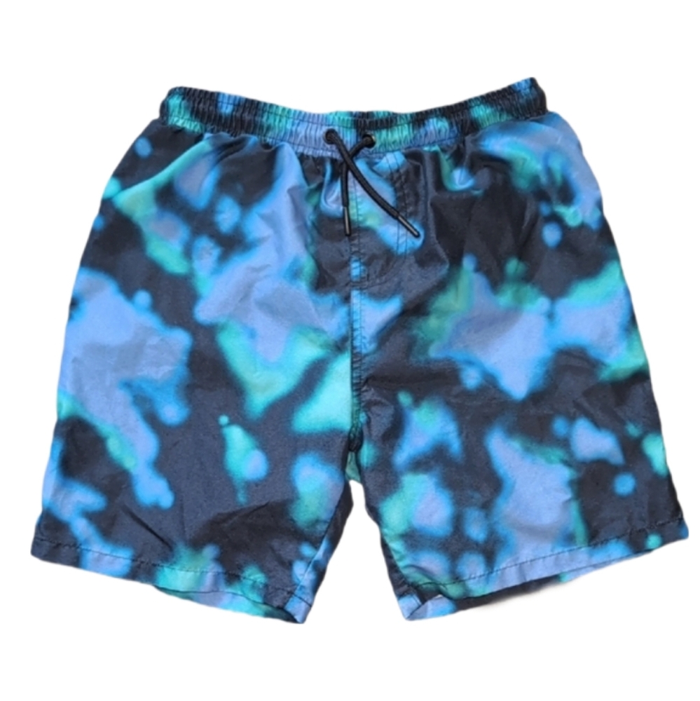 Primark Tie Dye Swim Trunks Boys Size 11 12 Years Blue Black Green Bathing Suit